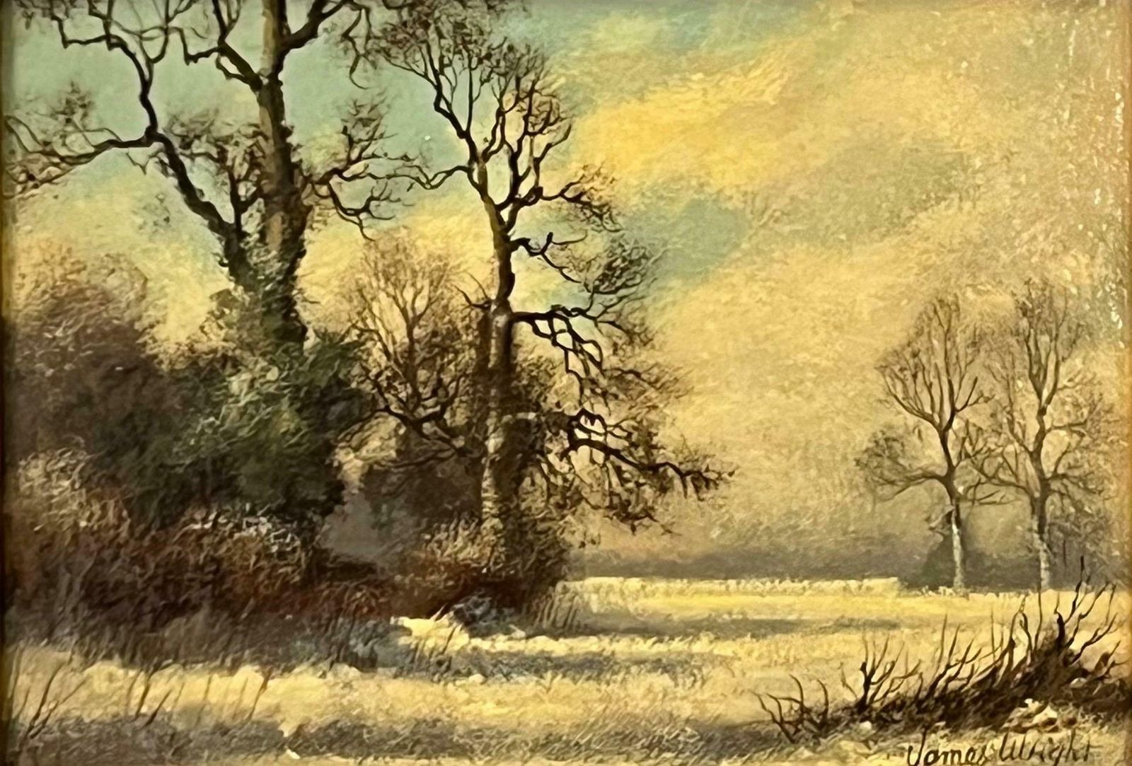 James Wright Winter Landscape Snow Scene In The English Countryside By 20th Century Artist  1980 Circa photo 1000.0