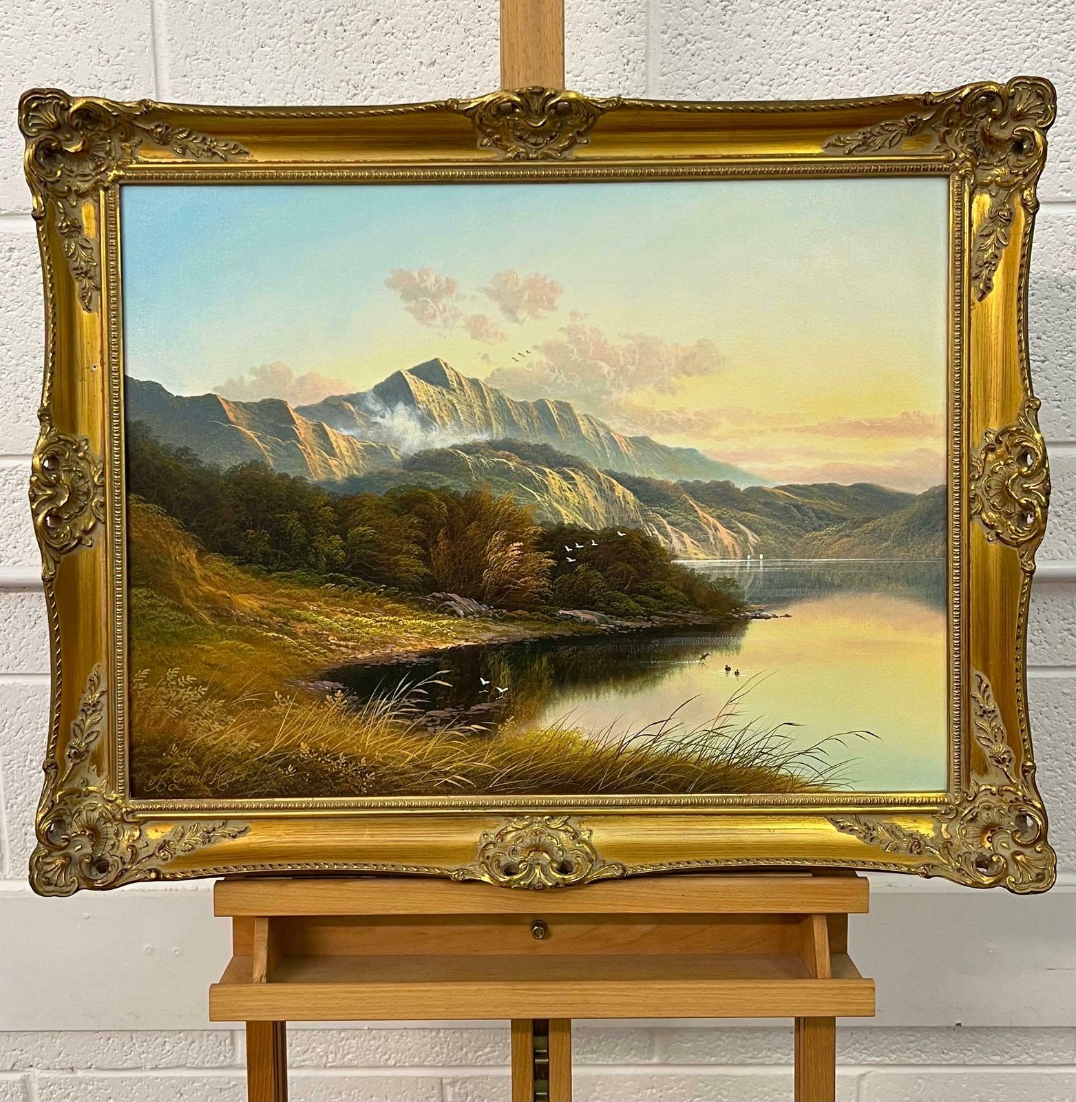 Andrew Grant Kurtis Mountain Lake Oil Painting Of A Loch In The Scottish Highlands By British Artist  1980 Circa photo Art