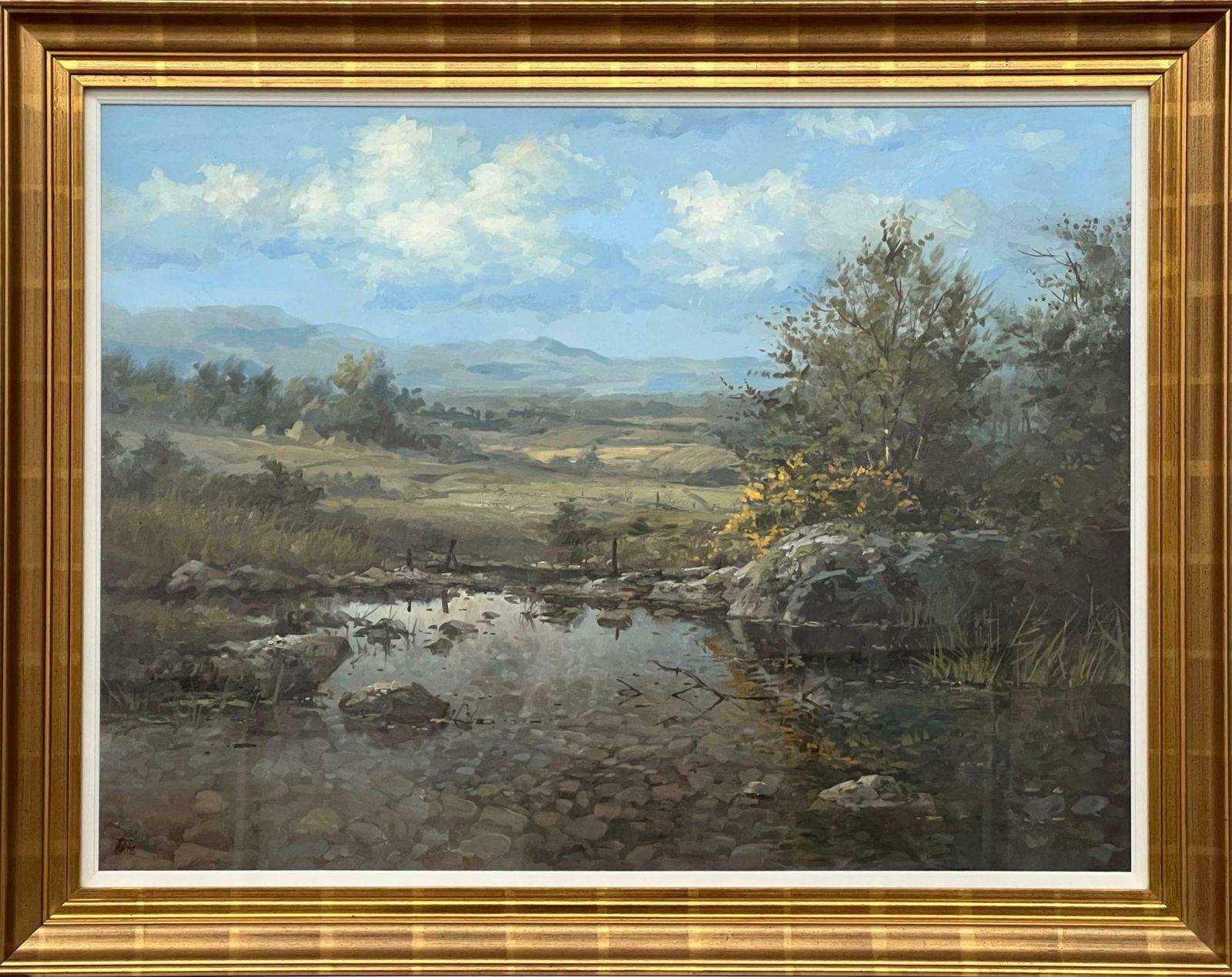Joop Smits River Landscape Painting With Mountains & Trees By 20th Century Dutch Artist  1995 Circa