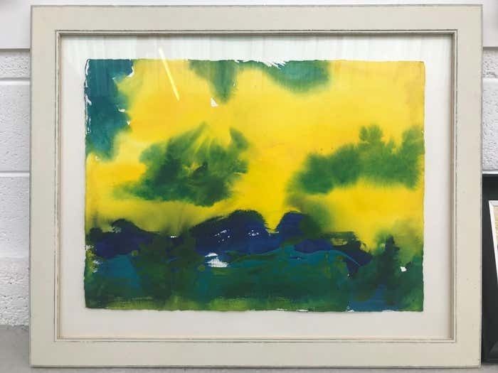 Margaret Francis Santa Barbara California Blue Yellow Green Modern Abstract Landscape Painting 2001 photo Art