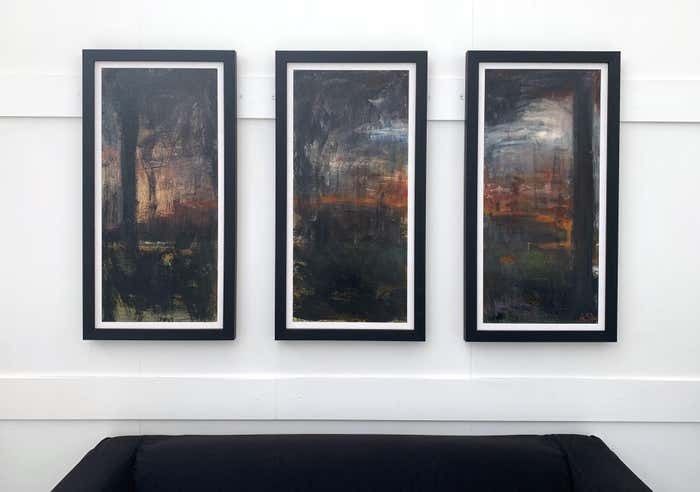 Angela Wakefield Triptych Abstract Forest Trees Landscape Painting By British Urban Artist 1999 photo buy