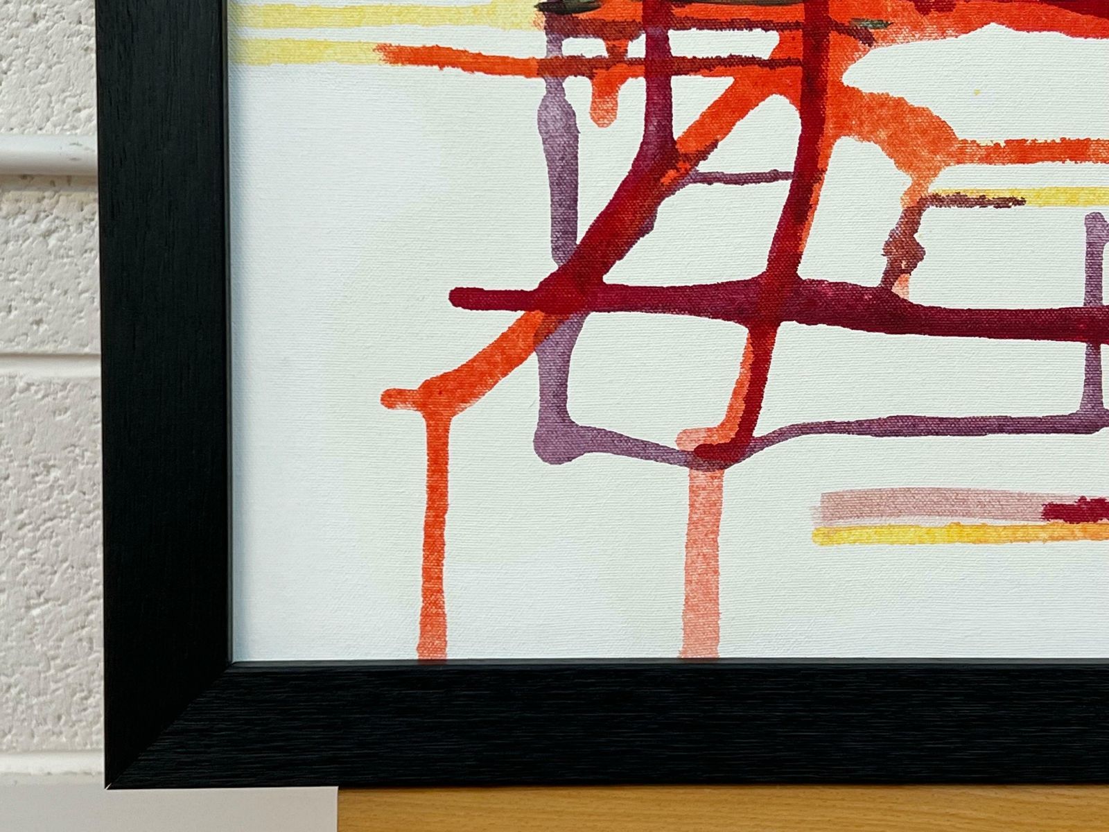 photo vinterior Angela Wakefield Early Abstract Art Purple Orange & Yellow On White Background By British Artist 2004
