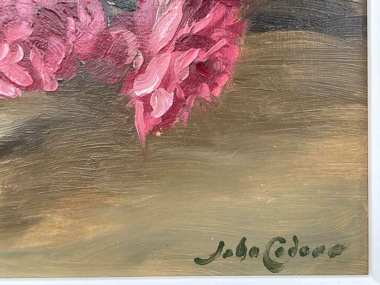 Art John Whitlock Codner Rwa Still Life Painting Of Red Pink & White Flowers By 20th Century British Artist  1985 photo