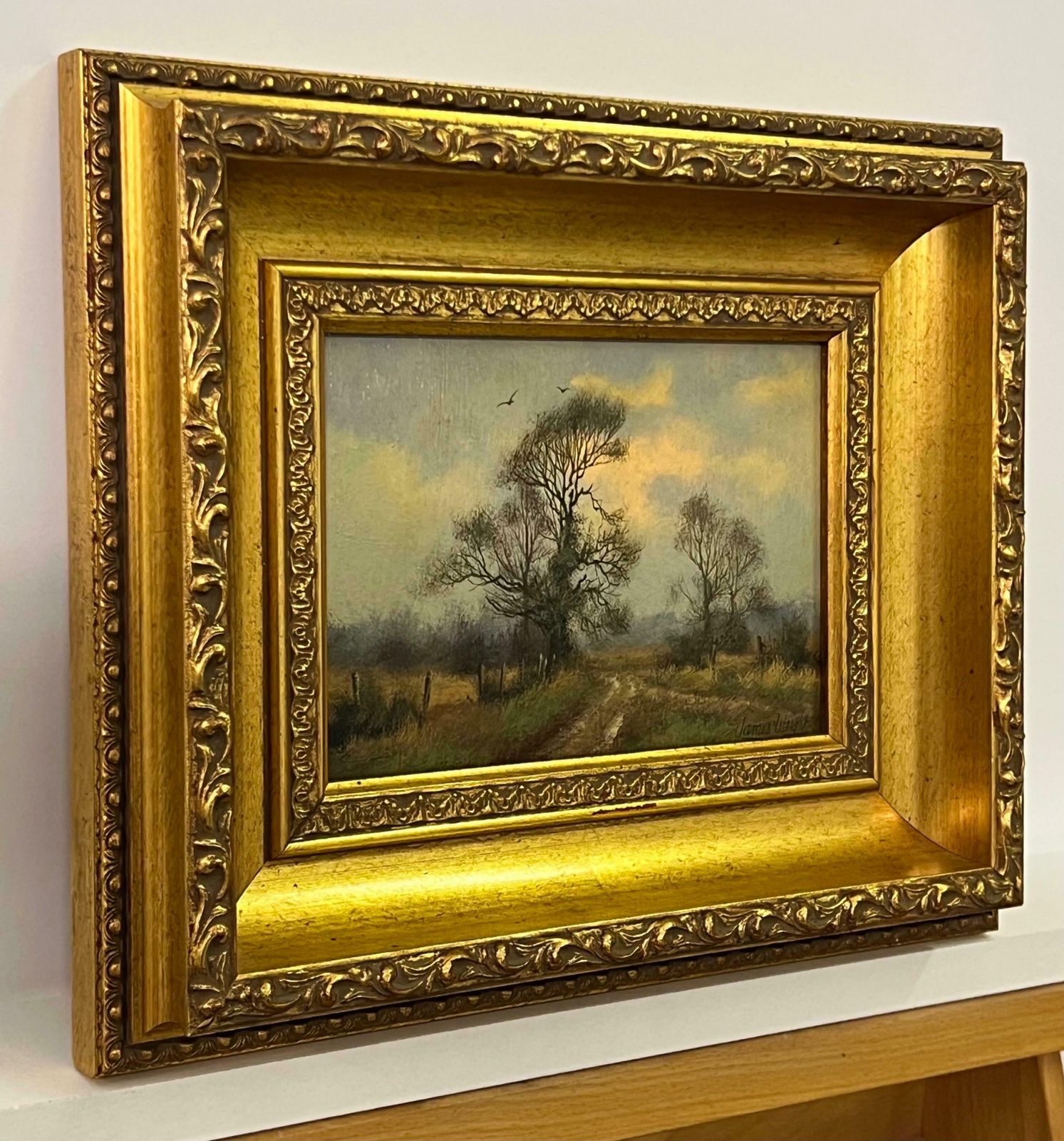 James Wright Country Lane With Trees & Birds In English Countryside By 20th Century Artist 1980 Circa photo furniture
