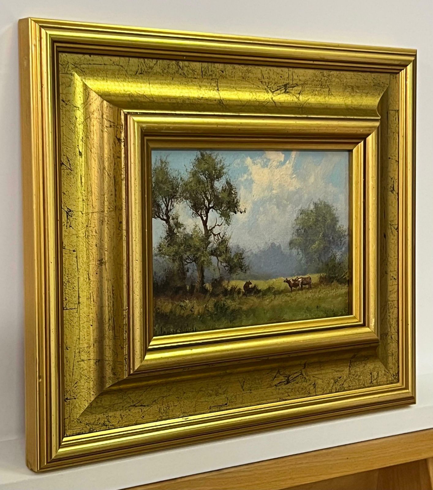 James Wright Landscape With Cattle Grazing In The English Countryside By 20th Century Artist 1980 Circa photo furniture