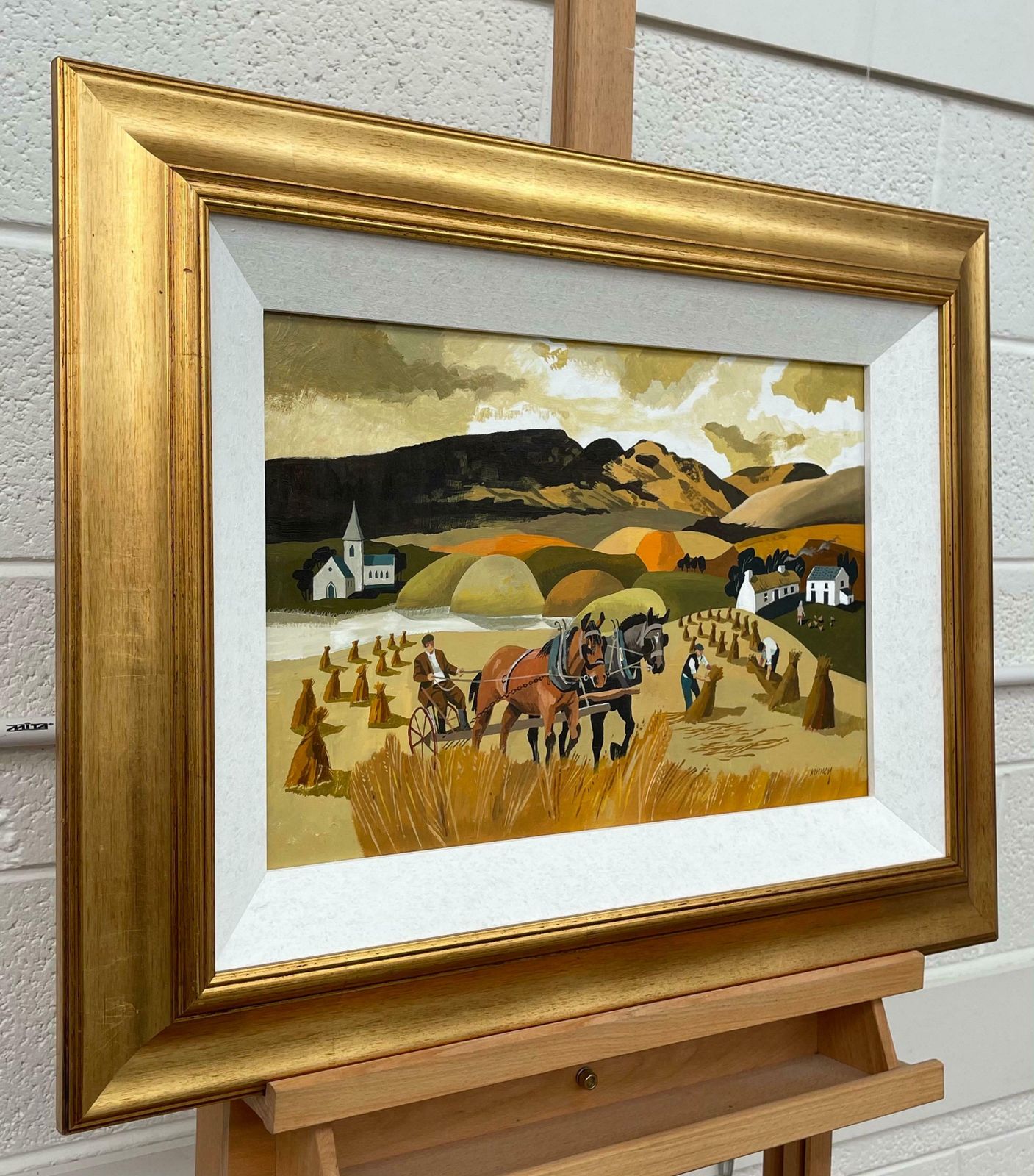 Desmond Kinney Abstract Landscape Of Horses In Cornfield In Warm Colours By Modern Irish Artist  1995 Circa photo furniture