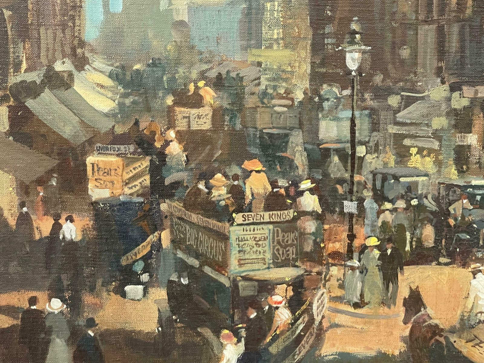 photo vinterior Robert D Beattie Oil Painting Of High Holborn London In 1910 By Modern Impressionist Irish Artist  1950 Circa