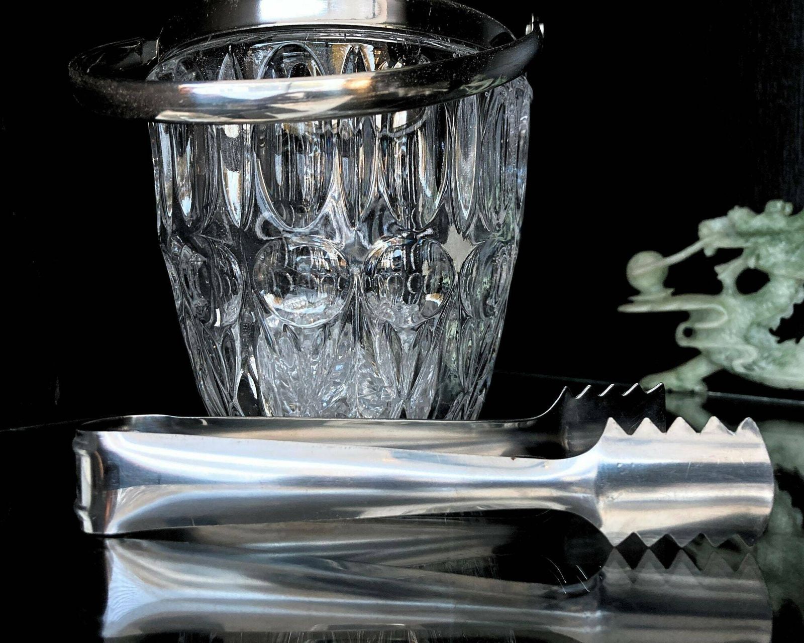 Ice Bucket With Ice Tong | 1 Holder And 1 Grabber | French Ca 1960s photo for sale