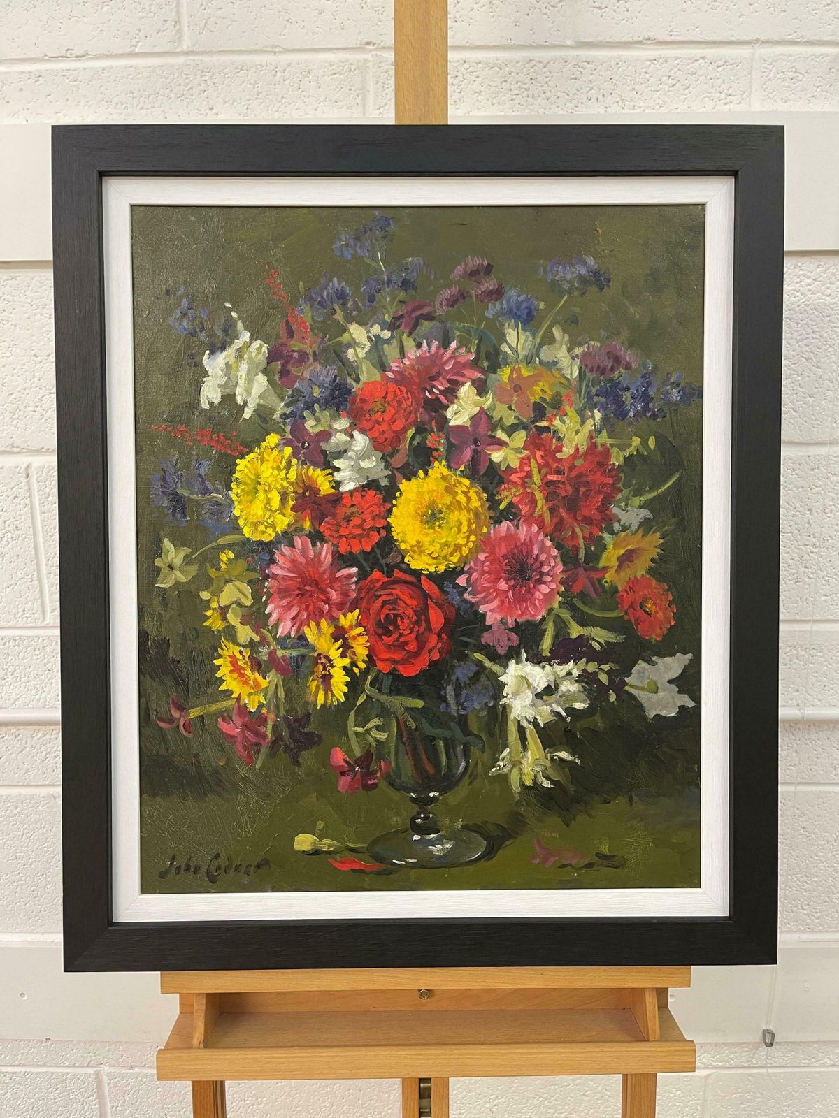 John Whitlock Codner Rwa Still Life Oil Painting Of Flowers In Glass Vase By 20th Century British Artist  1977 photo 2450.0