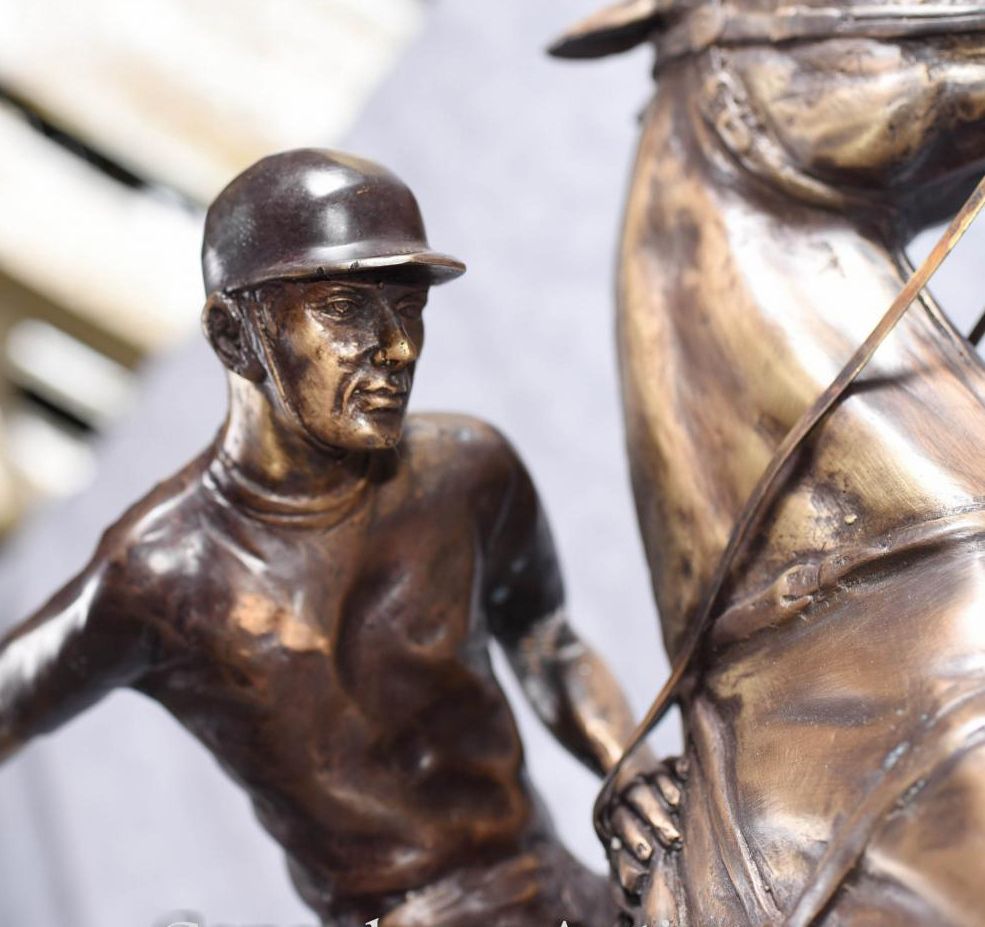 Bronze Polo Player Horse Jockey Statue Casting photo vinterior
