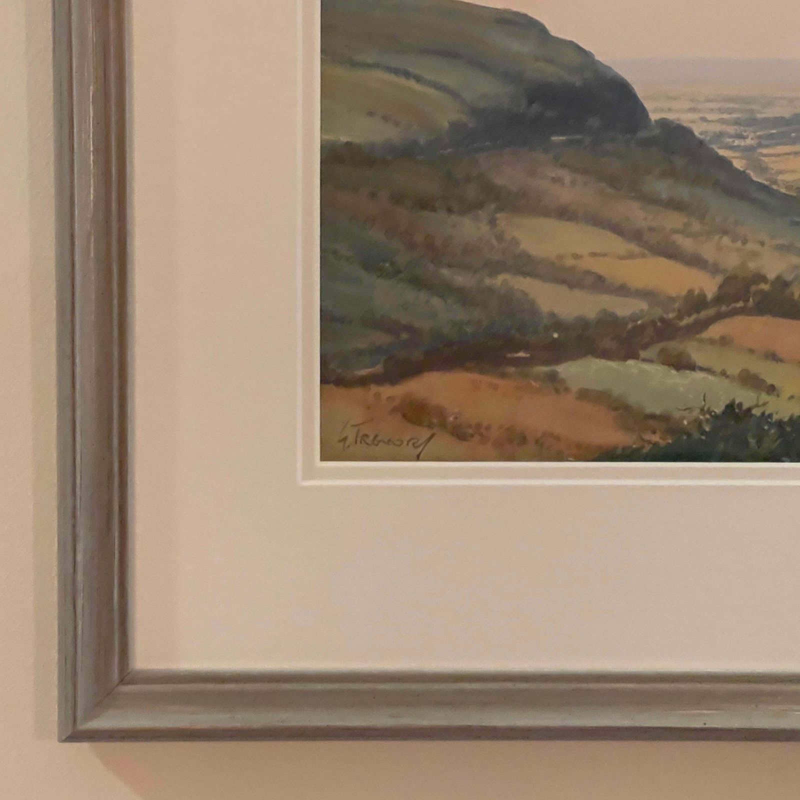 George Trevor Watercolour Of Ireland Valley Countryside By 20th Century Irish Artist  1980 Circa photo vinterior