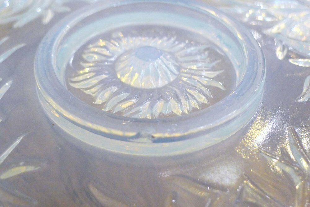 Large Molded Opalescent Glass Fruit Dish With Flowers & Pearls Motif, France, 1930s photo furniture