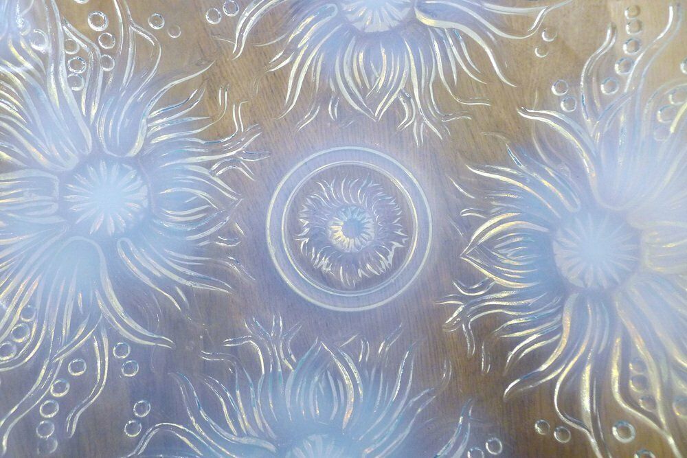Large Molded Opalescent Glass Fruit Dish With Flowers & Pearls Motif, France, 1930s photo buy