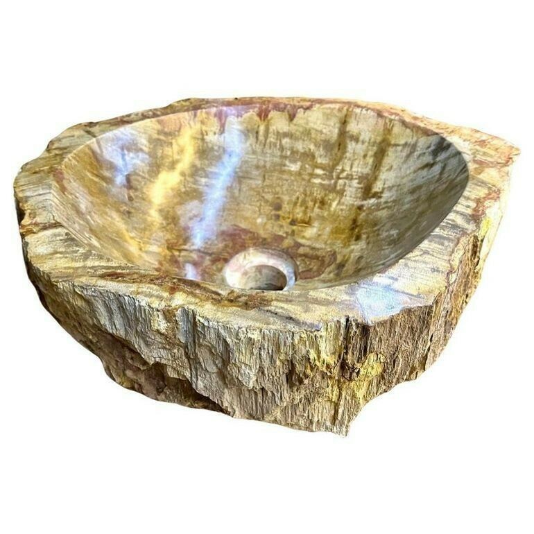 Petrified Wood Sink In Beige/ Brown/ Yellow Tones   Polished, Top Quality, Idn