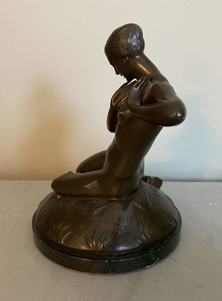 Art Deco Bronze By C Neuhaus, 1920s photo for sale