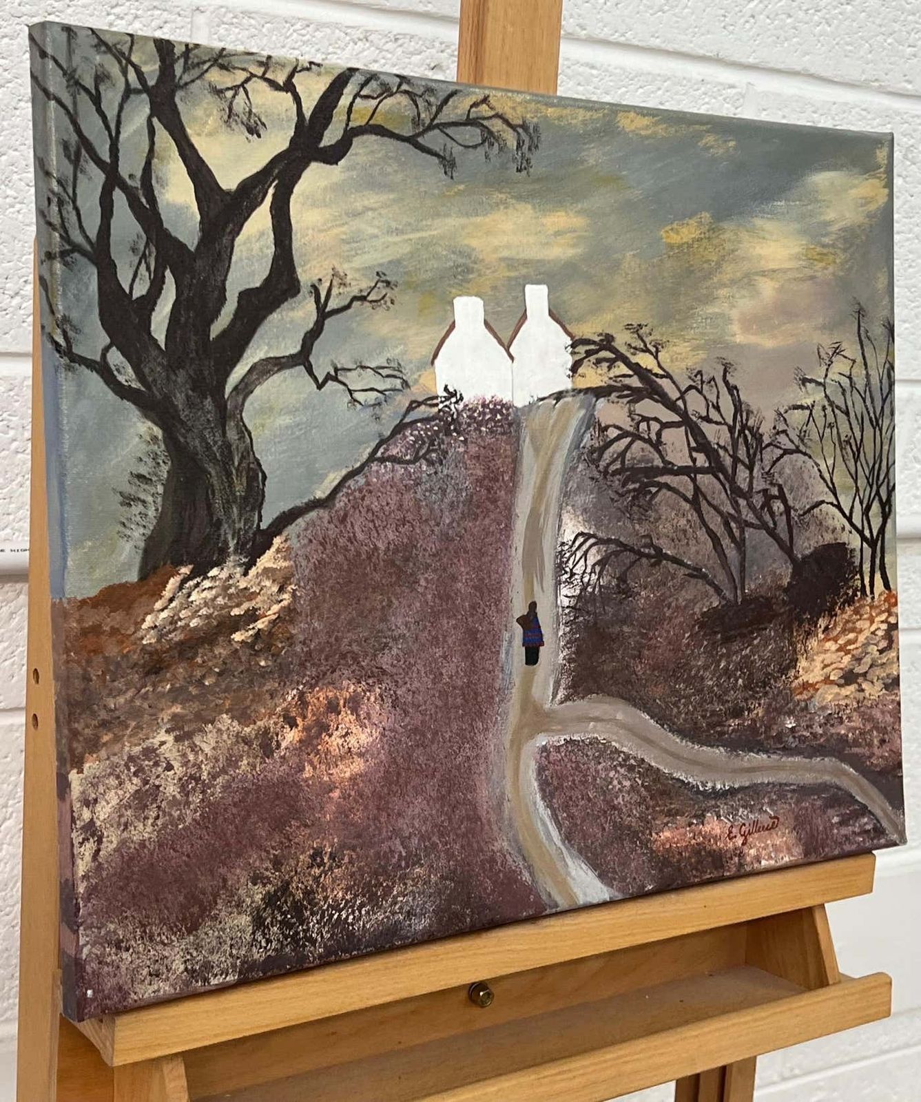 Art Eimear Gilleece Naive Style Art With Earthy Winter Colours By Contemporary Irish Artist 2000 Circa photo