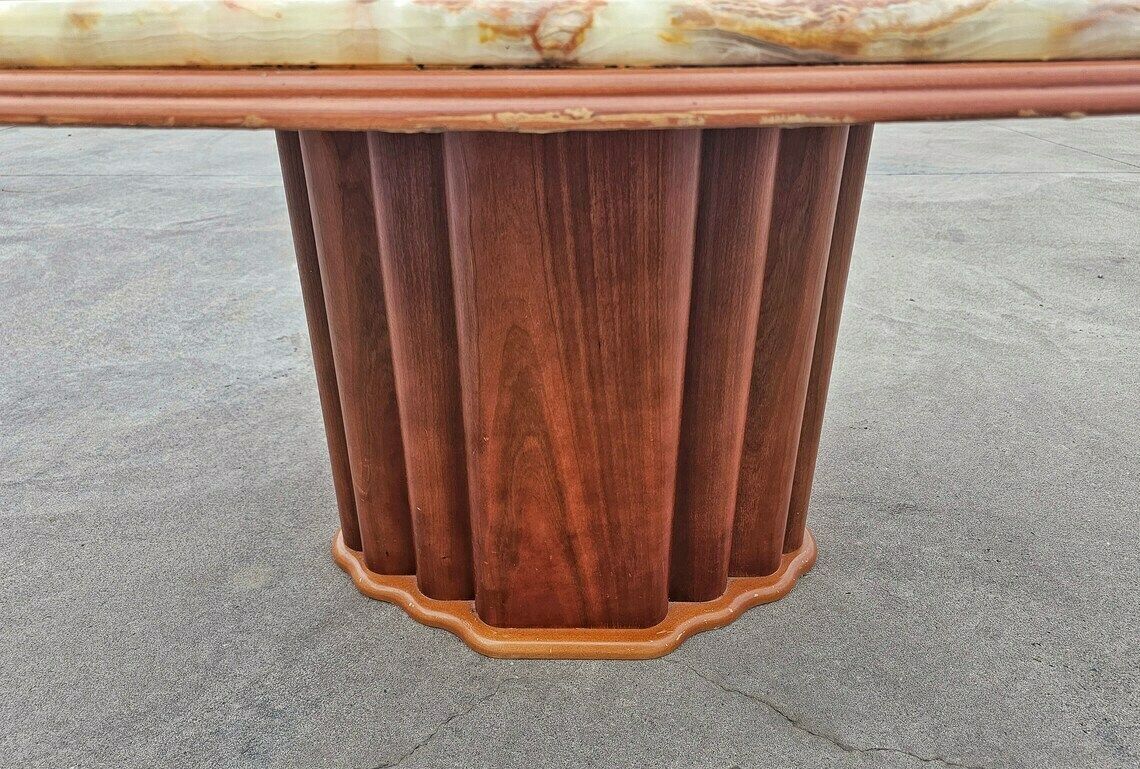 photo furniture Art Deco Inspired Coffee Table With Onyx Marble Top By Hohnert Design // Made In West Germany In 1970s