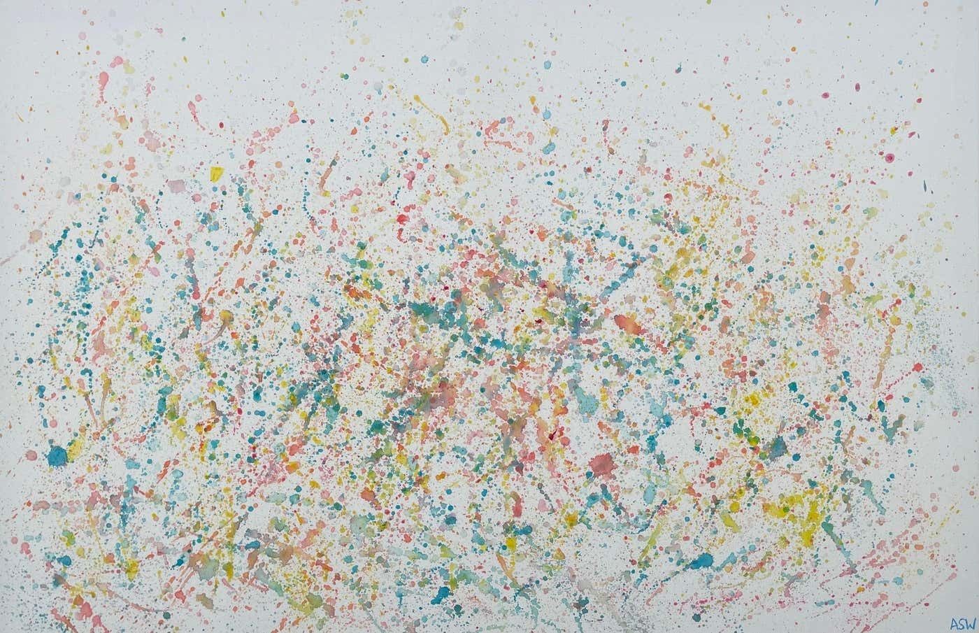 6000.0 Angela Wakefield Colourful Abstract Flowers On White Background By Contemporary British Artist 2021 photo