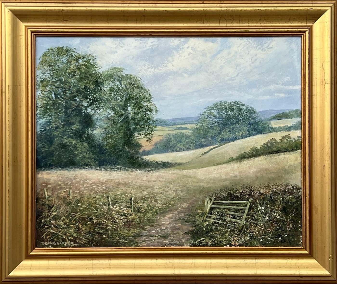 Dennis Harper Rural Field Landscape Oil Painting Of An Idyllic English Countryside Scene 1995