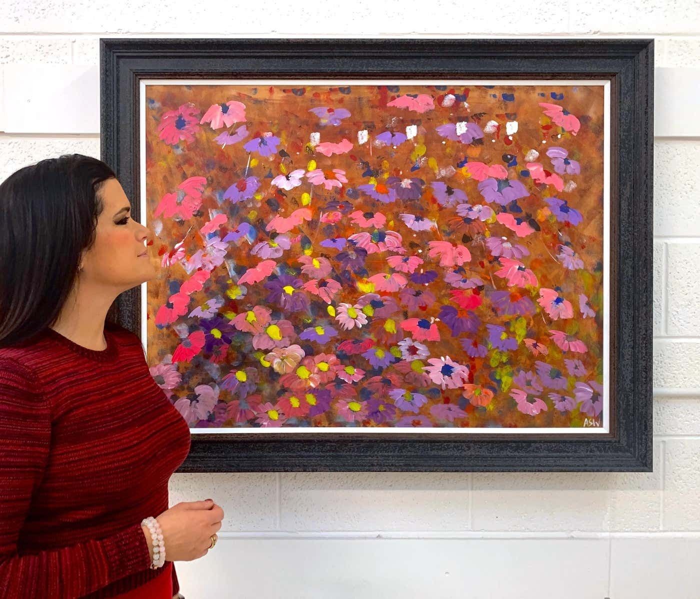 Angela Wakefield Abstract Pink & Purple Flowers Interior Design By British Contemporary Artist 2001 photo furniture