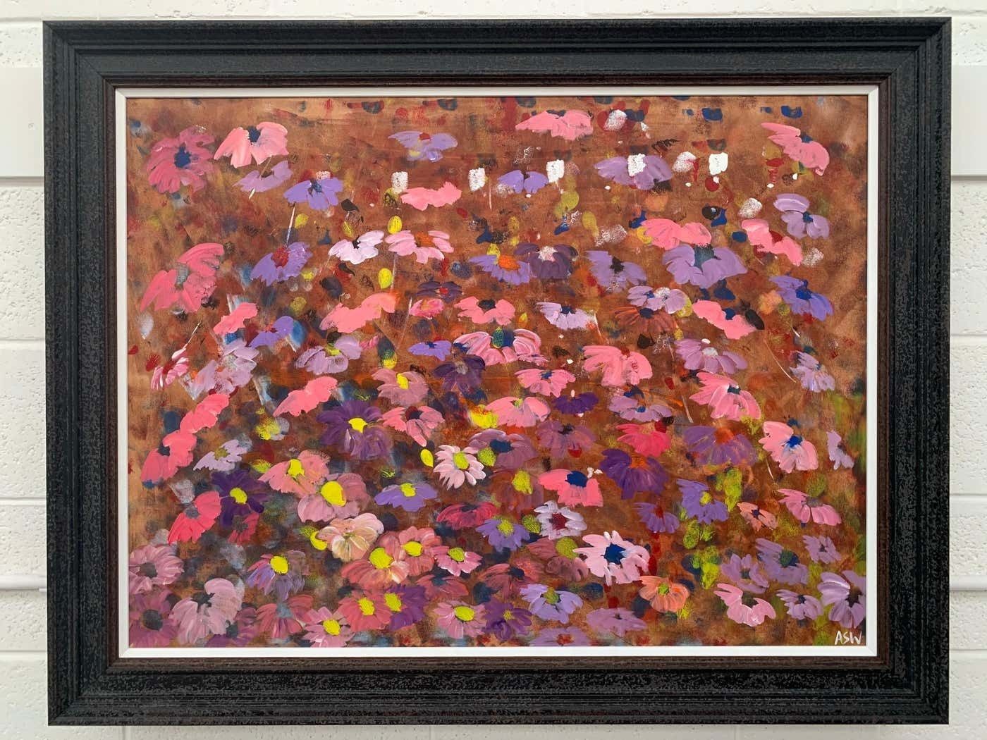 Art Angela Wakefield Abstract Pink & Purple Flowers Interior Design By British Contemporary Artist 2001 photo