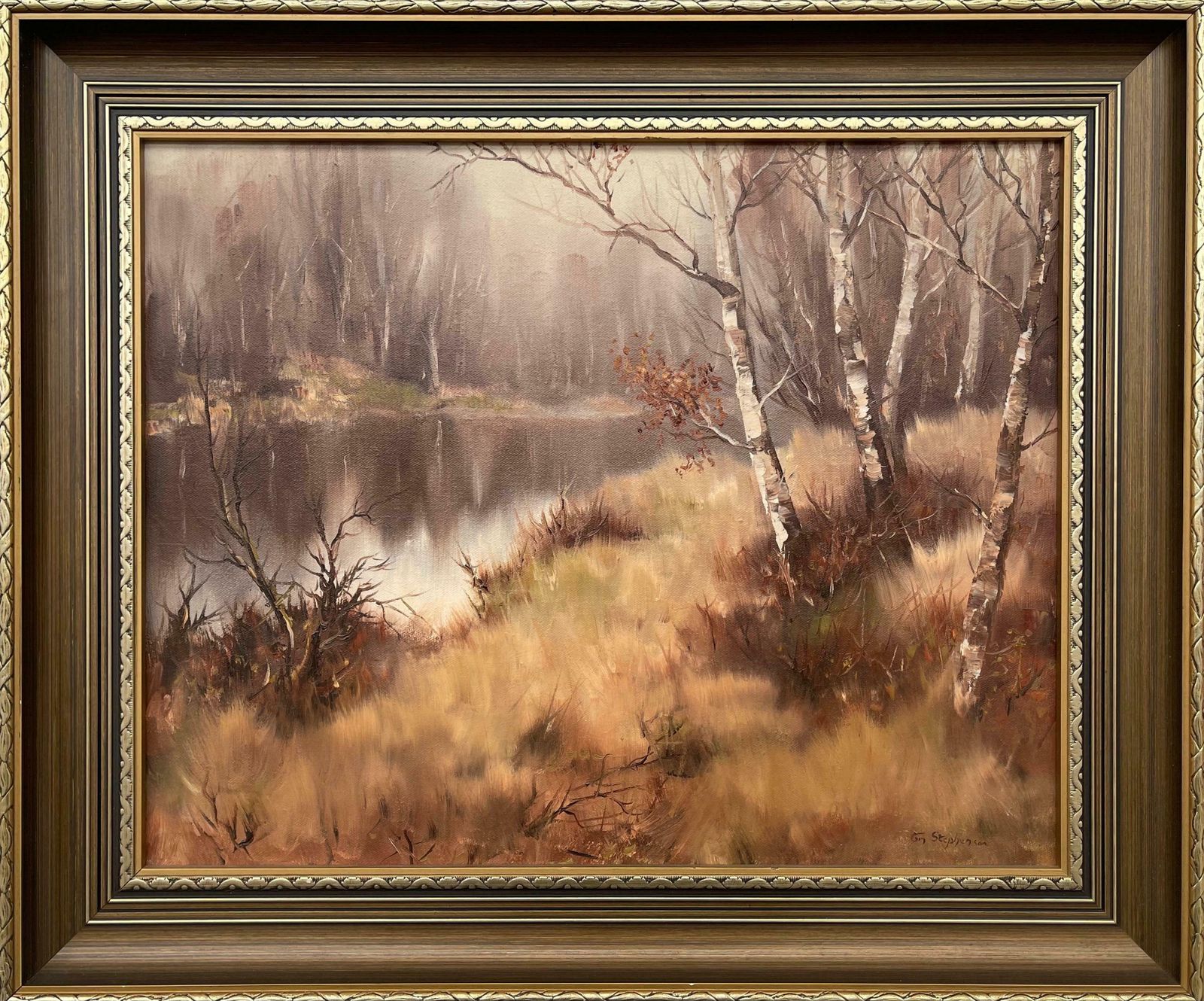 Tom Stephenson Oil Painting Of River Landscape In Ireland Countryside By Modern Irish Artist 1984