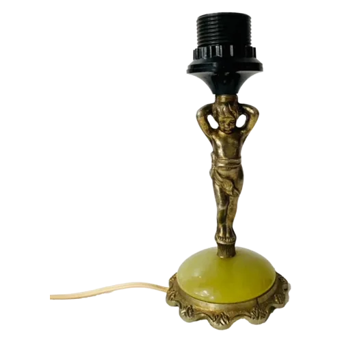 Barokke Putti Lampvoet Marmer Groen Vintage