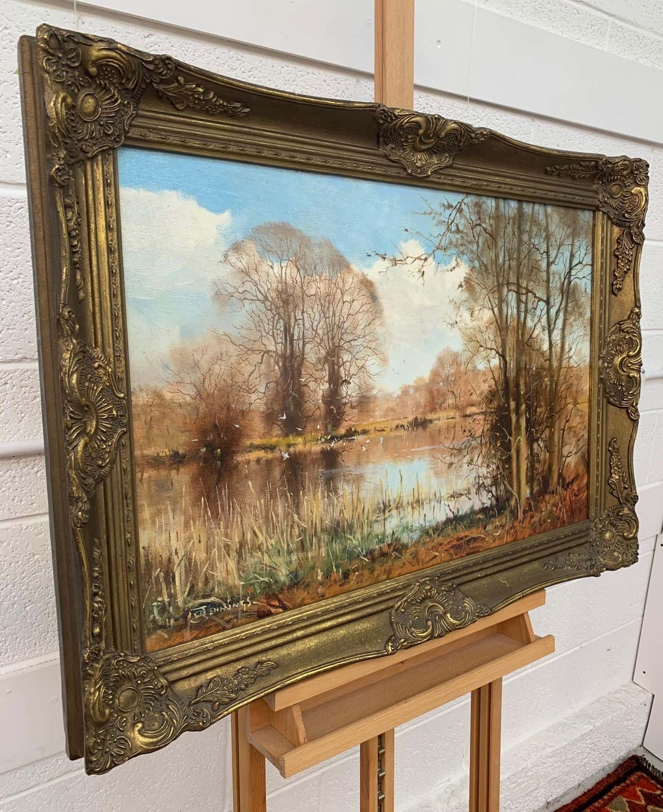 Walter Robin Jennings Winter Gulls Original Landscape Oil Painting By 20th Century British Artist Circa 1970 photo furniture