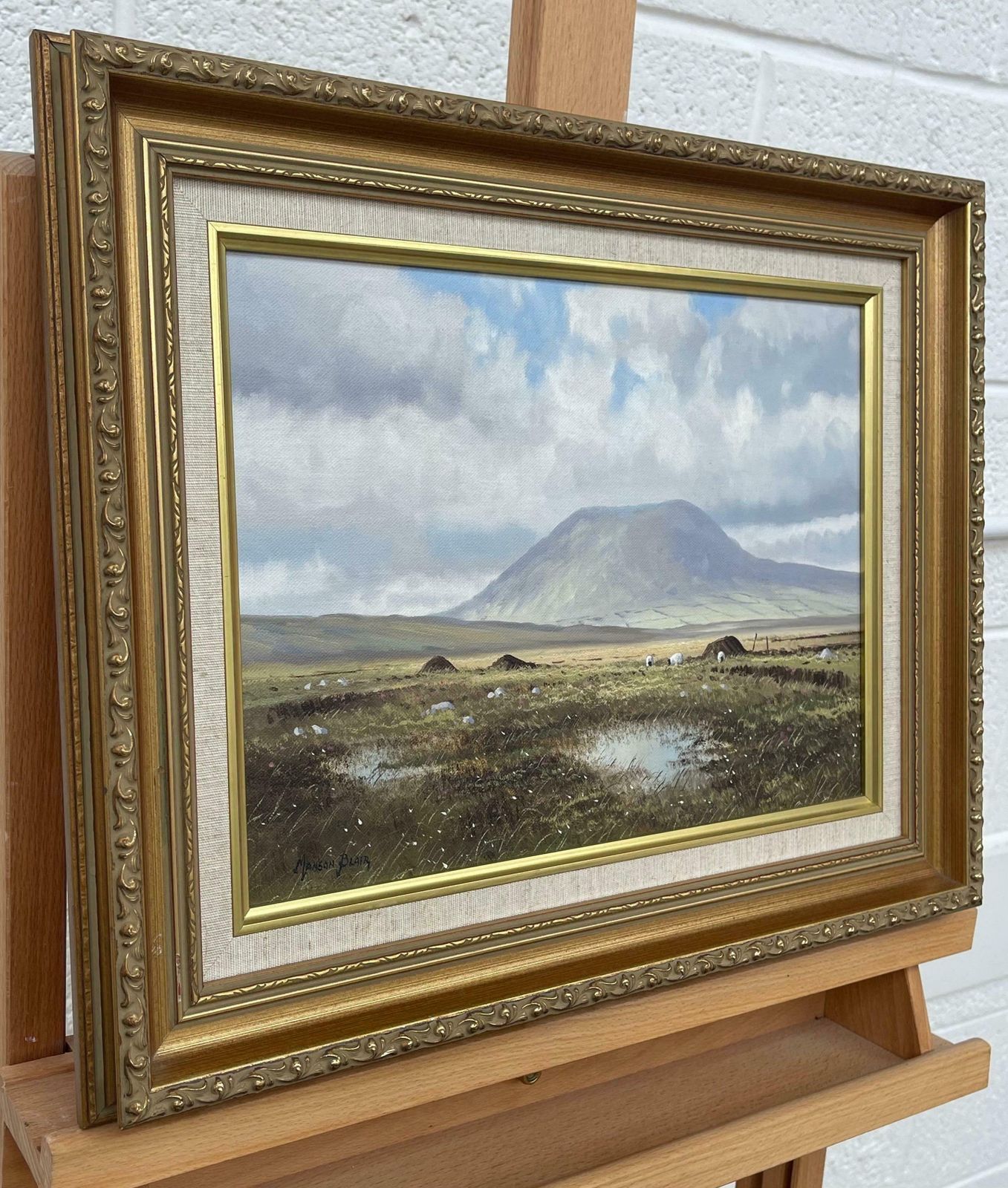 Manson Blair Original Oil Painting Slemish Mountain County Antrim Ireland By Irish Artist 1990 Circa photo furniture