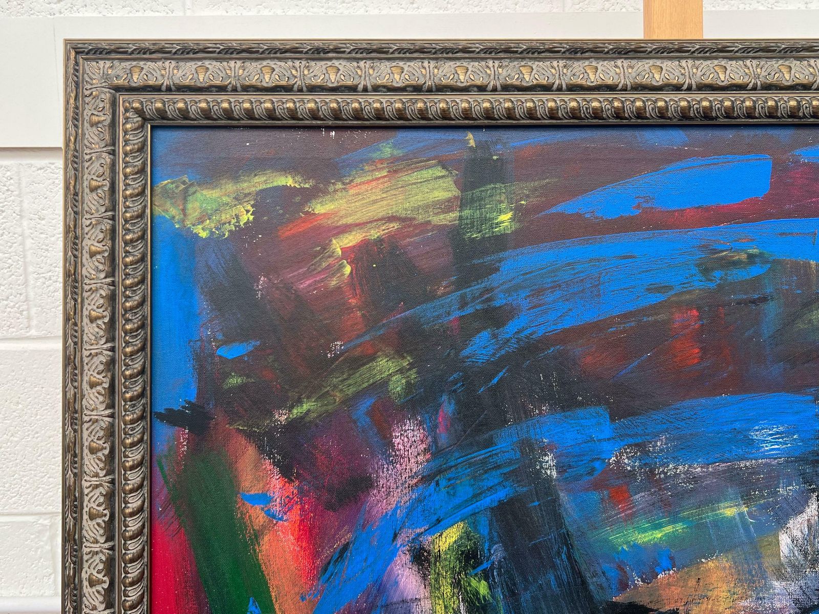 photo vintage Angela Wakefield Blue Red & Green Abstract Expressionist Painting By British Contemporary Artist