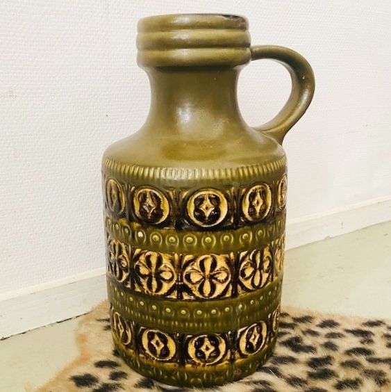 Xl West Germany Scheurich Floor Vase Clover Green photo Home Decor