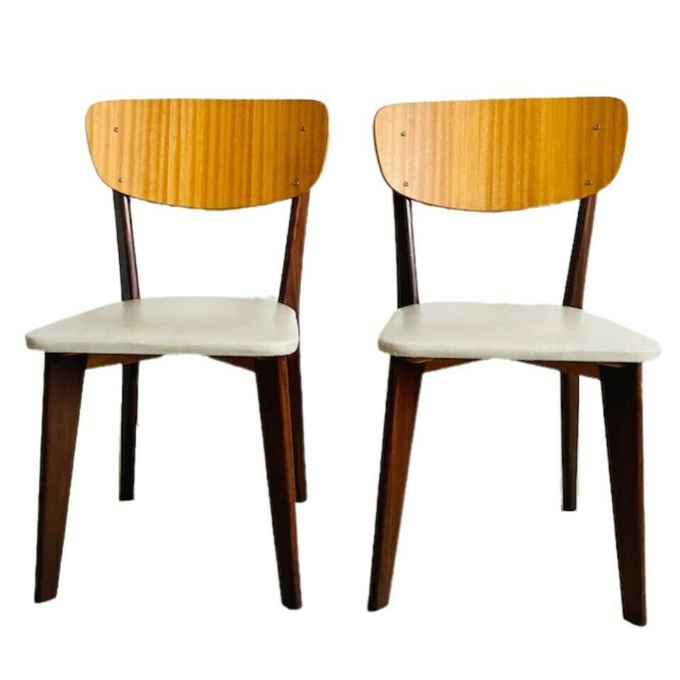 Set Of 2 Vintage Danish Design Dining Room Chairs Skai White Retro photo 200.0