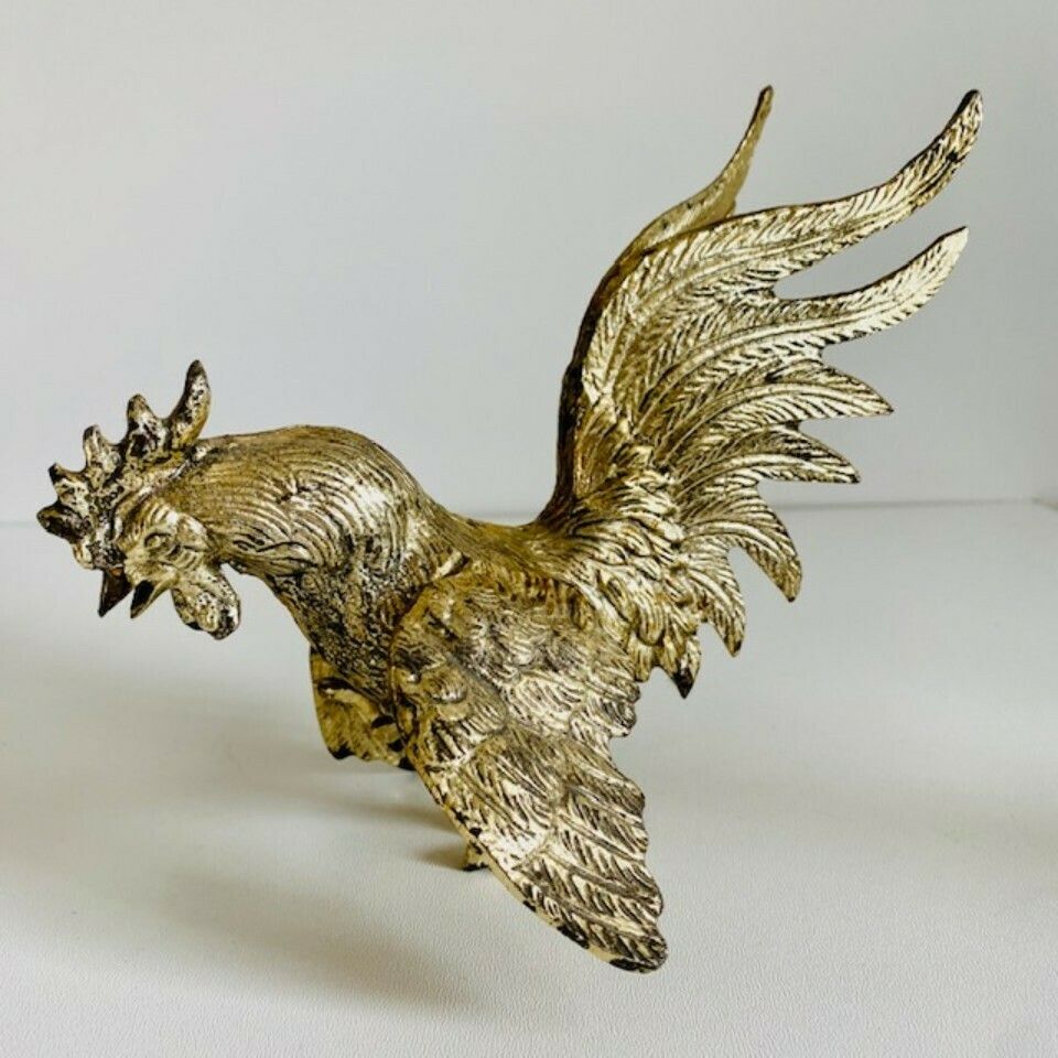 Set Of French Gilt Metal Gold Gamecocks Midcentury photo buy