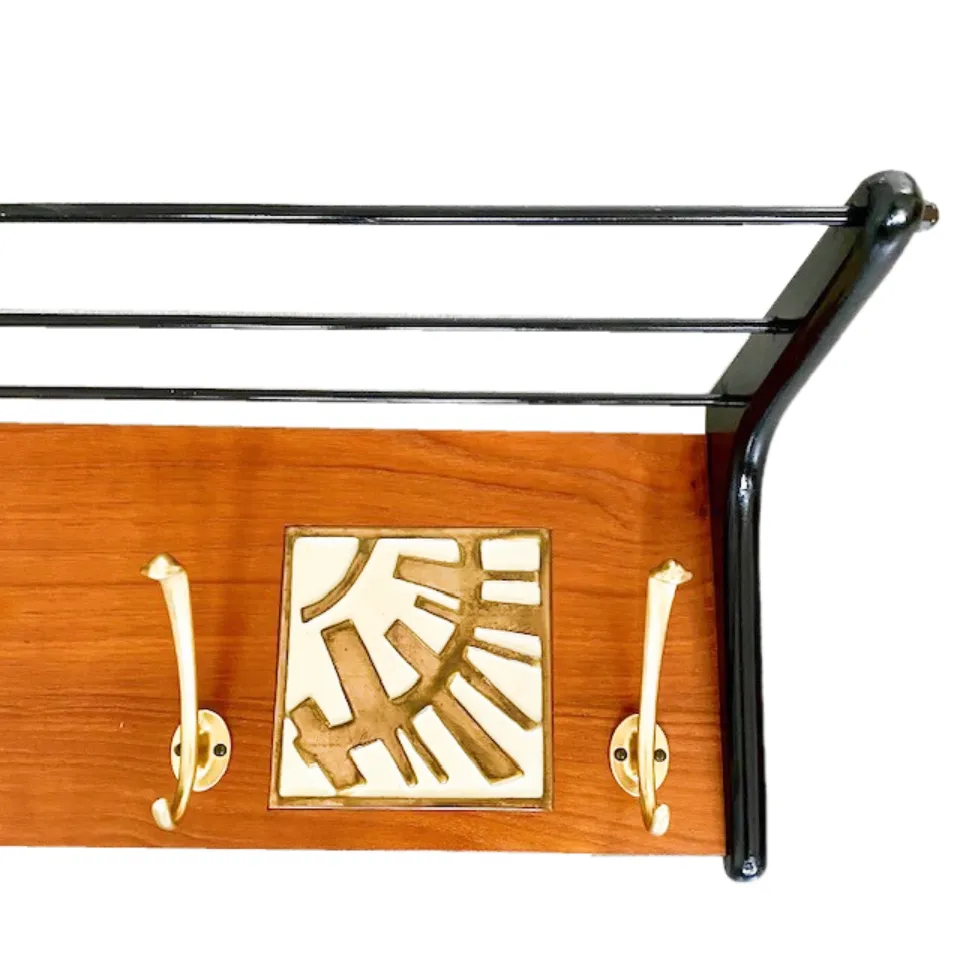 Vintage French Brass Boomerang Coat Rack Danish Design photo 98.0