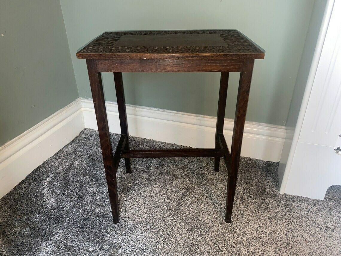 photo for sale Antique Vintage Carved Top Plant Stand, Side Table, Coffee Table, Occasional Table
