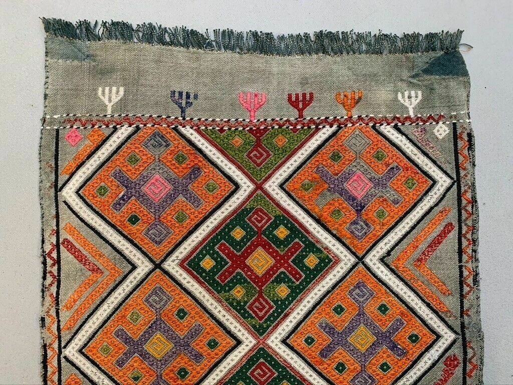 Vintage Turkish Mini Kilim 90x51 Cm Wool Small Kelim Runner, Shabby Chic photo 155.0
