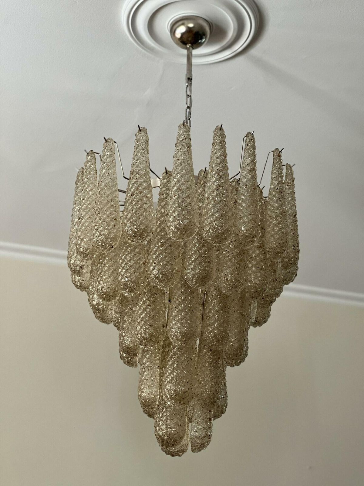 Murano Chandelier 'Drop'. Medium Size. Amber.