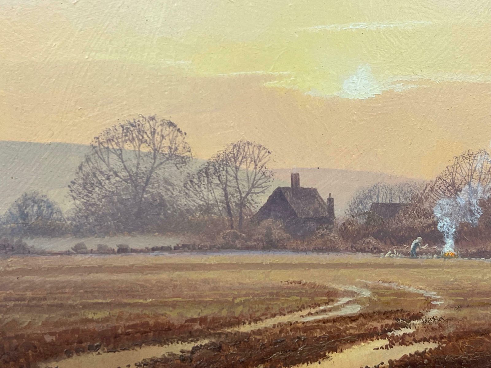 Christopher Osborne Farm In The Woods At Sunset In The English Countryside With Warm Brown Colours  Circa 1990 photo vinterior