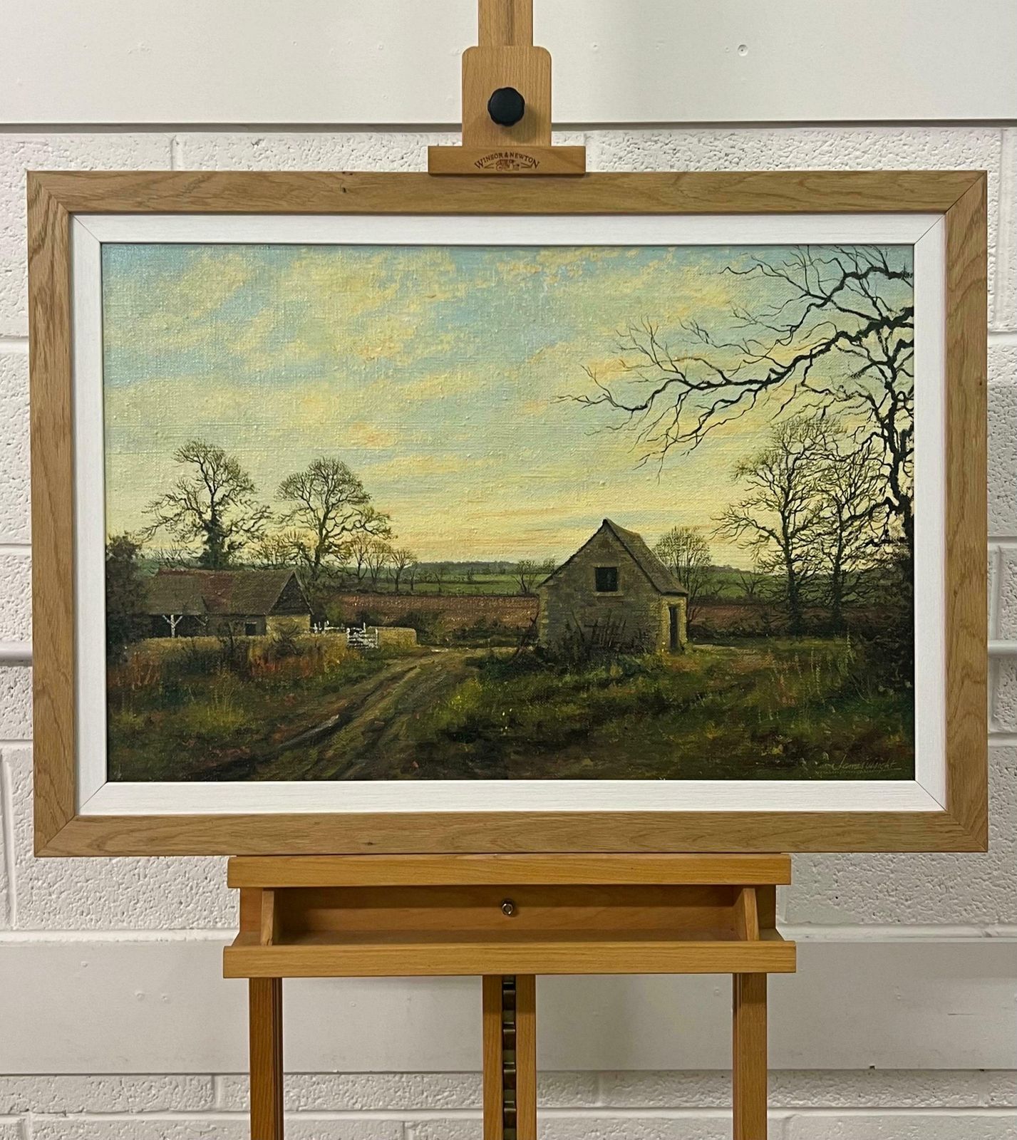 James Wright Old Barn Scene Of A Farm In The English Countryside By British Landscape Artist 1980 Circa photo Art