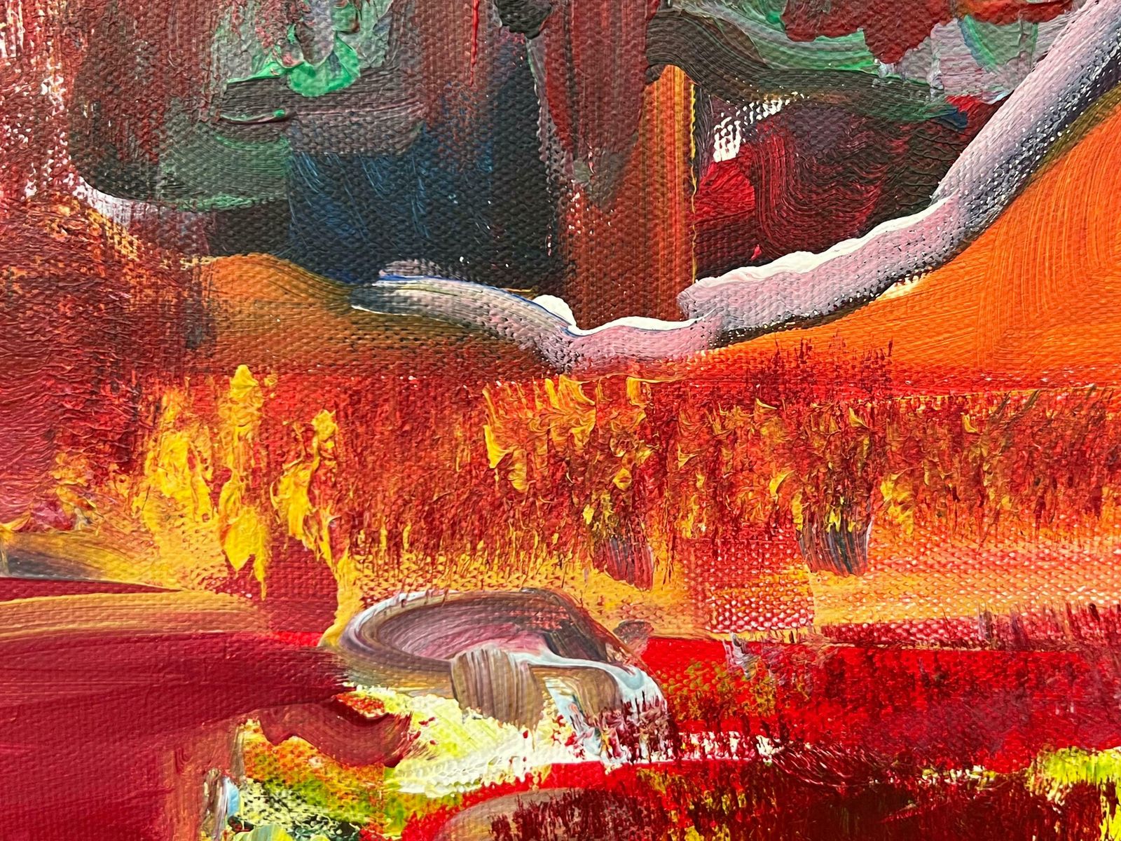 Art Angela Wakefield Psychedelic Abstract Landscape Painting Of Urban City Scene By British Artist 2005 photo