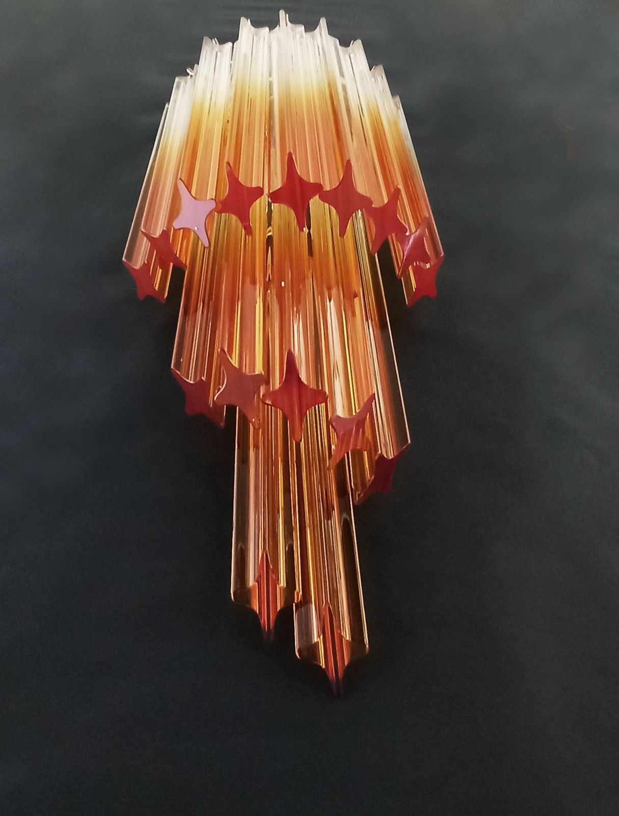 910.0 Pair Of Vintage Murano Wall Sconce – 32 Quadriedri Trasparent And Amber Prism photo