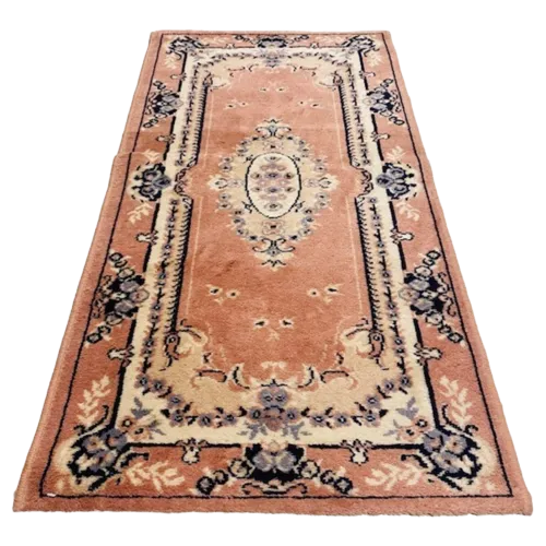 Vintage Wollen Geknoopt Boho Loper Roze