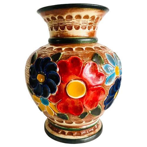West Germany Bay Vase Xl Flowers Colorful