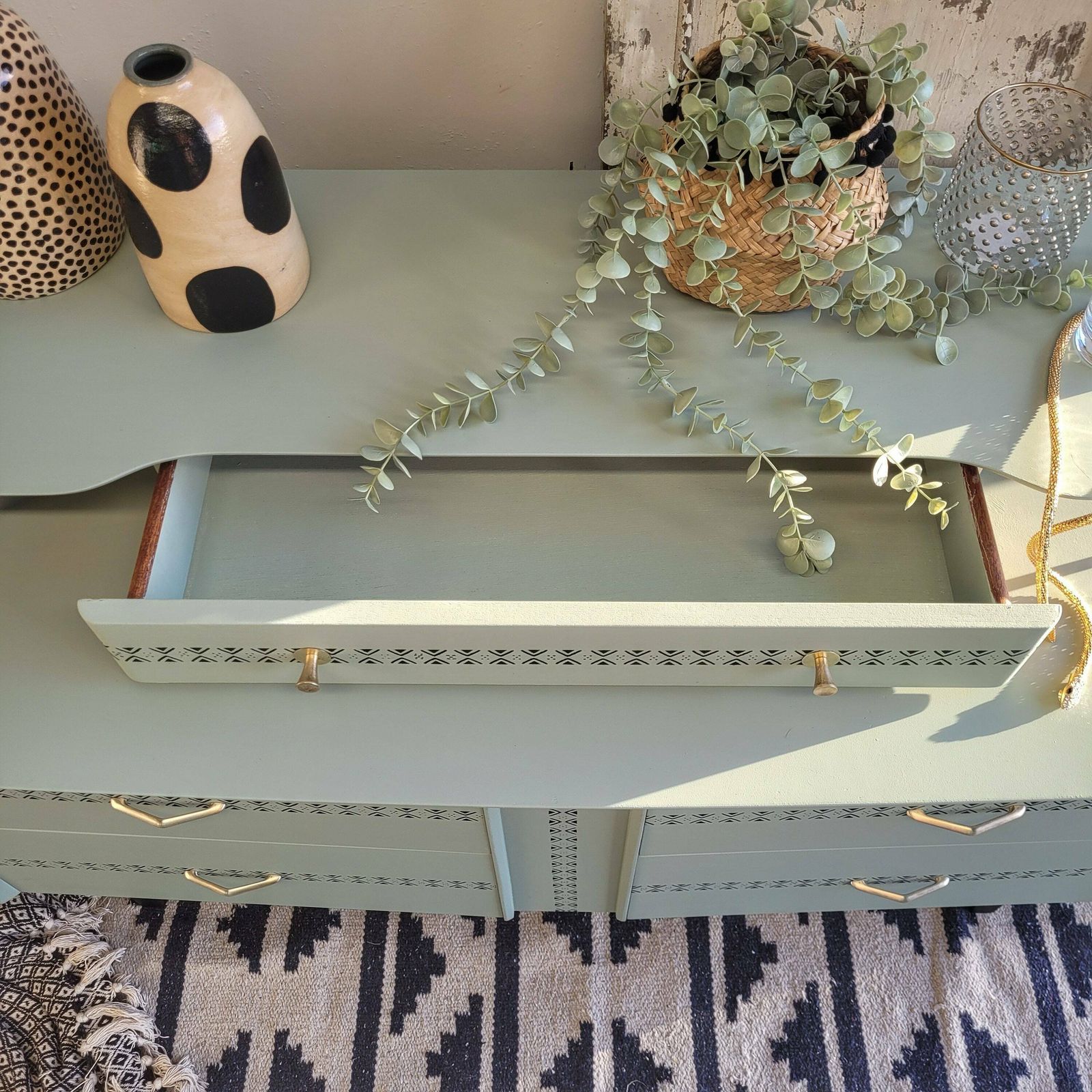 Commission Item! Green Black Chest Of Drawers   Painted Drawers  Dressing Table  Painted Drawers photo vinterior