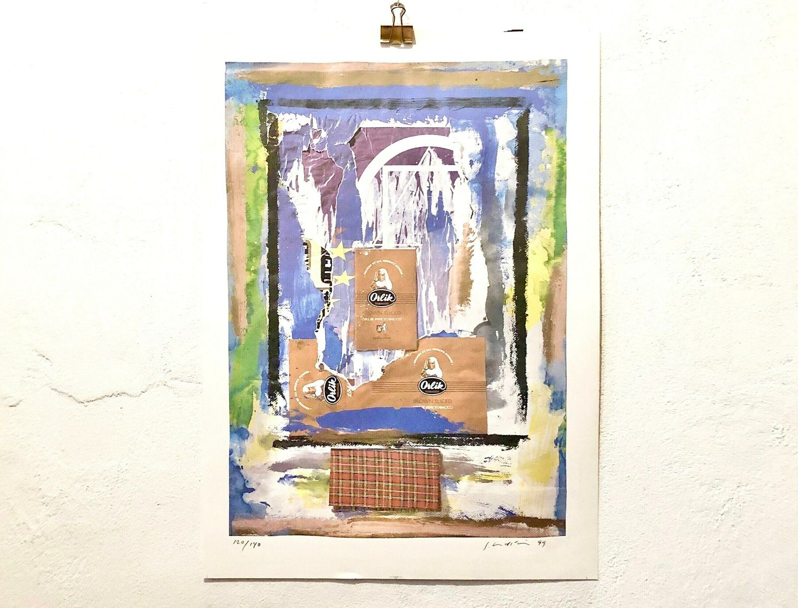 Original Danish Abstract Vintage Signed Print From 1999 By Steen Lundstrøm (B.1945)