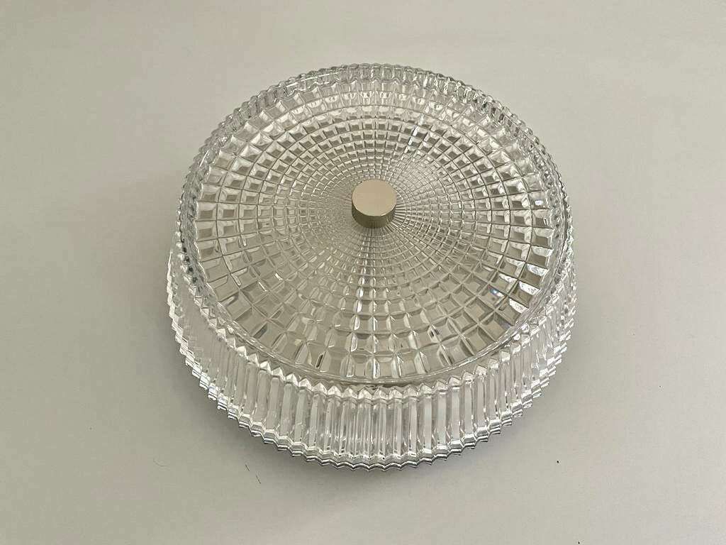 Italian Design Crystal Glass Flush Mount Ceiling Lamp, 1960s, Italy photo Lighting