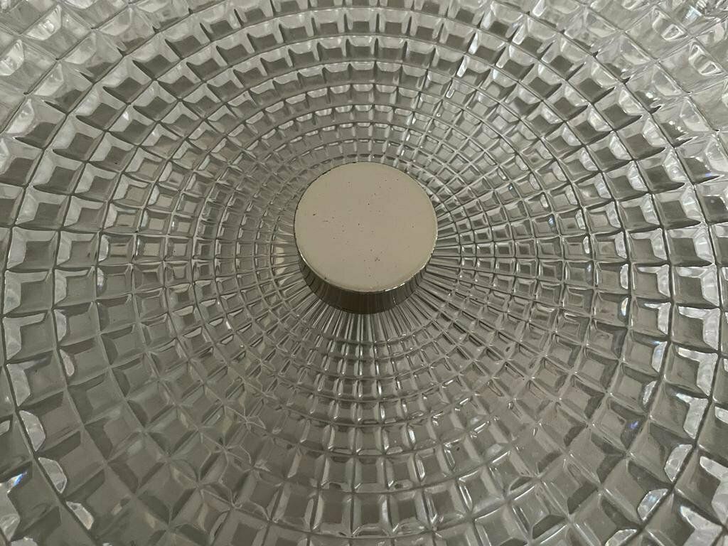 Italian Design Crystal Glass Flush Mount Ceiling Lamp, 1960s, Italy photo vintage