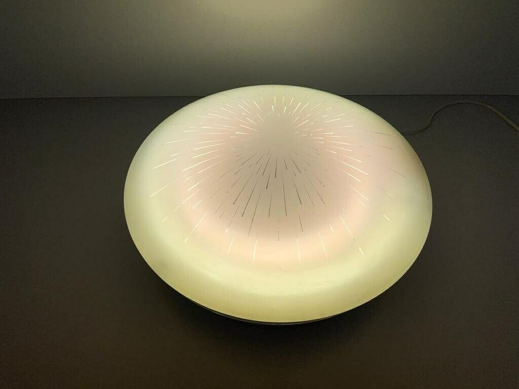 Italian Black White Metal Body And Plexiglass Mushroom Flush Mount Ceiling Light, 1960s, Italy photo for sale