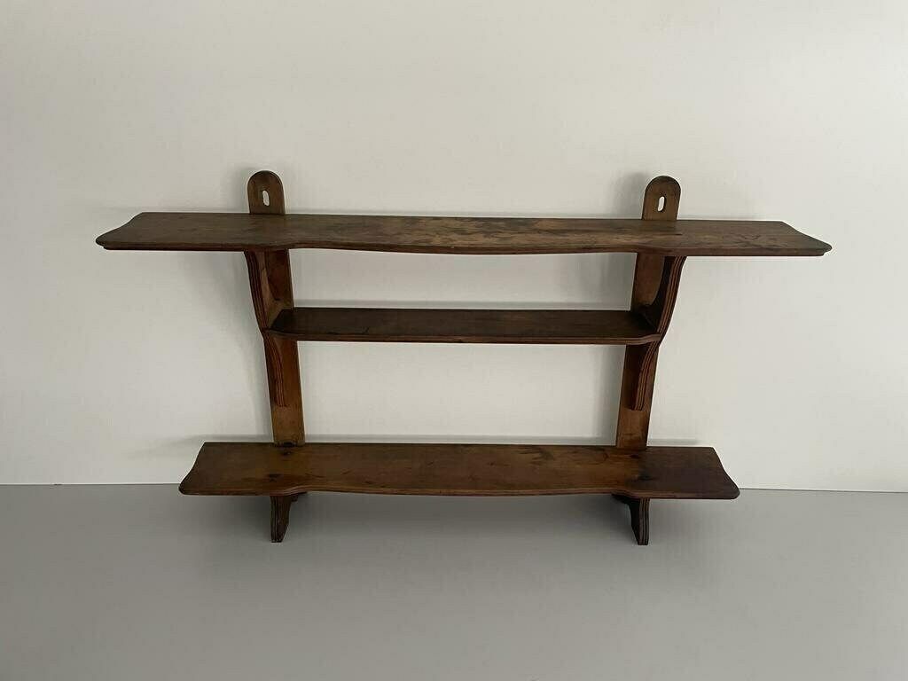 Italian Art Deco 3 Layered Wood Wall Mounted Shelf, 1940s, Italy