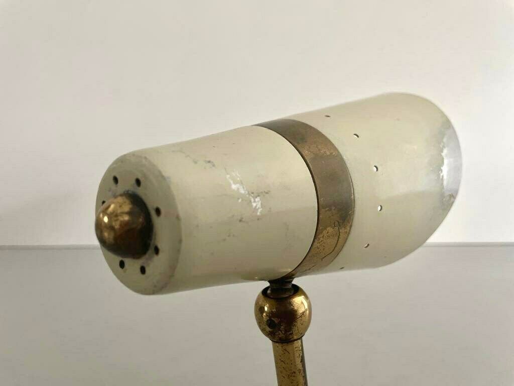 photo furniture Worn Cream Metal And Brass Body Italian Design Pair Of Sconces, In Style Of Stilnovo, 1950s, Italy